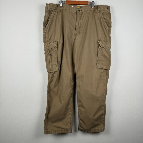 Carhartt Ripstop Cargo Pants Relaxed Fit Khaki Tan Brown 42x30 Force Workwear - Picture 1 of 9